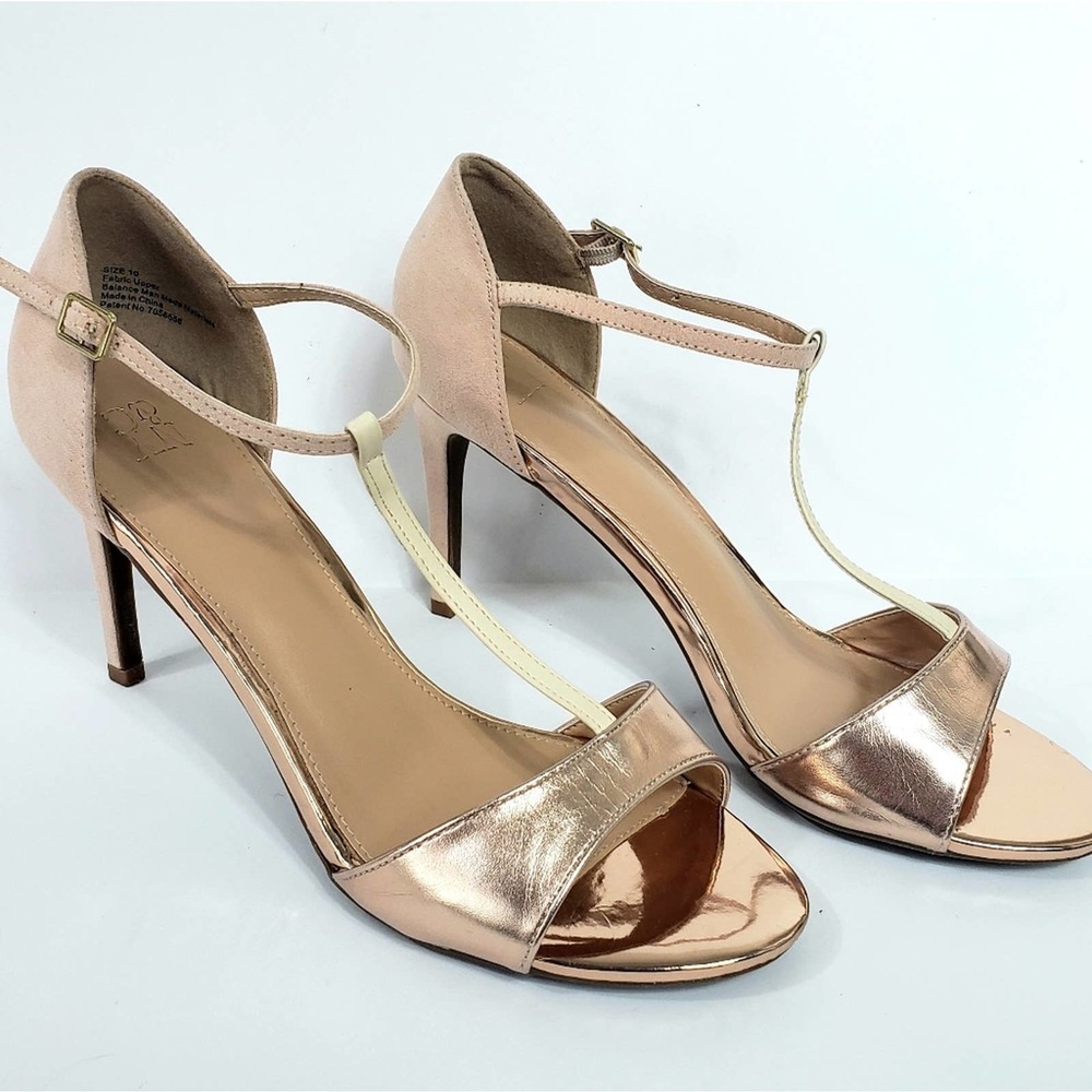 Rose Gold T Strap Pumps Size 10